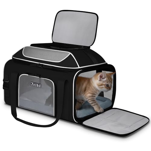 Petskd Top-erweiterbare Haustier-Tragetasche, 48,3 x 33 x 22,9 cm, Southwest Allegiant Airlines genehmigt, weiche Tragetasche für kleine Hunde unter 5,4 kg und große Katzen unter 6,8 kg, Schwarz Petskd Top-erweiterbare Haustier-Tragetasche, 48,3 x 33 x 22,9 cm, Southwest Allegiant Airlines genehmigt, weiche Tragetasche für kleine Hunde unter 5,4 kg und große Katzen unter 6,8 kg, Schwarz von Petskd