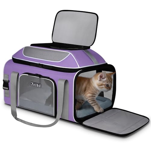 Petskd Top-erweiterbare Haustier-Tragetasche, 48,3 x 33 x 22,9 cm, Southwest Allegiant Airlines genehmigt, weiche Transporttasche für kleine Hunde unter 5,4 kg und große Katzen unter 6,8 kg, Violett Petskd Top-erweiterbare Haustier-Tragetasche, 48,3 x 33 x 22,9 cm, Southwest Allegiant Airlines genehmigt, weiche Transporttasche für kleine Hunde unter 5,4 kg und große Katzen unter 6,8 kg, Violett von Petskd