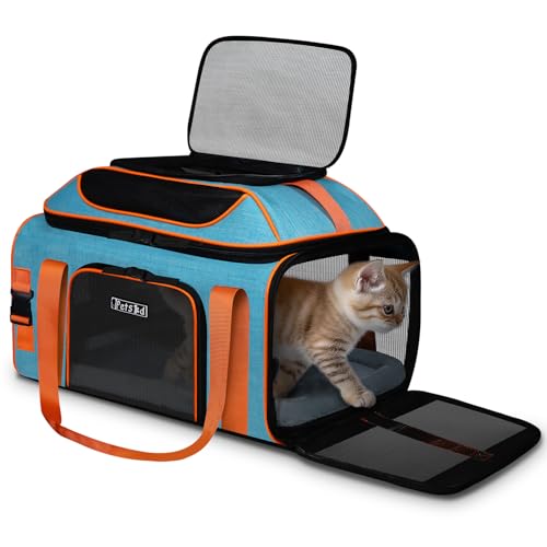 Petskd Top-erweiterbare Haustier-Tragetasche, 48,3 x 33 x 22,9 cm, Southwest Allegiant Airlines genehmigt, weiche Transporttasche für kleine Hunde unter 5,4 kg und große Katzen unter 6,8 kg, Blau Petskd Top-erweiterbare Haustier-Tragetasche, 48,3 x 33 x 22,9 cm, Southwest Allegiant Airlines genehmigt, weiche Transporttasche für kleine Hunde unter 5,4 kg und große Katzen unter 6,8 kg, Blau von Petskd