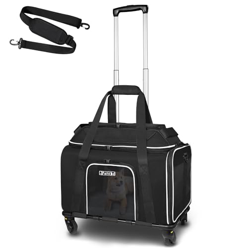 Petskd Top-erweiterbare Haustier-Tragetasche mit Rädern, 45,7 x 27,9 x 24,9 cm, Alaska-zugelassen, weiche Seiten-Tragetasche für kleine Katzen und Hunde, mit feststellbaren Sicherheitsreißverschlüssen Petskd Top-erweiterbare Haustier-Tragetasche mit Rädern, 45,7 x 27,9 x 24,9 cm, Alaska-zugelassen, weiche Seiten-Tragetasche für kleine Katzen und Hunde, mit feststellbaren Sicherheitsreißverschlüssen von Petskd