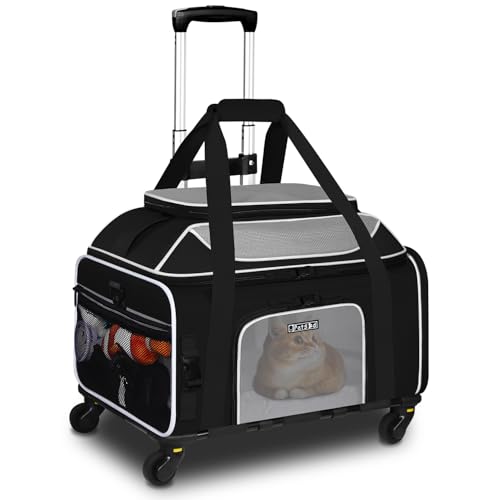 Petskd Top-erweiterbare Haustier-Tragetasche mit Rädern, 48,3 x 33 x 22,9 cm, Southwest Allegiant Airlines genehmigt, weiche Tragetasche für kleine Hunde unter 5,4 kg und große Katzen unter 6,8 kg von Petskd