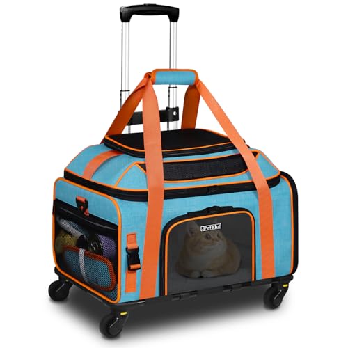 Petskd Top-erweiterbare Haustier-Tragetasche mit Rädern, 48,3 x 33 x 22,9 cm, Southwest Allegiant Airlines genehmigt, weiche Tragetasche für kleine Hunde unter 5,4 kg und große Katzen unter 6,8 kg von Petskd