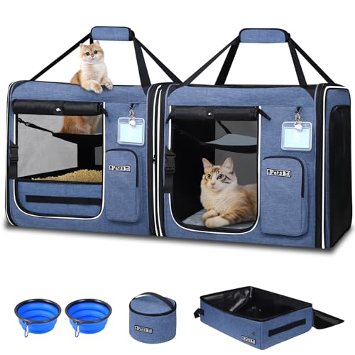 Petskd Tragbare Doppel-Katzentoilette mit Katzentoilette (blau) von Petskd