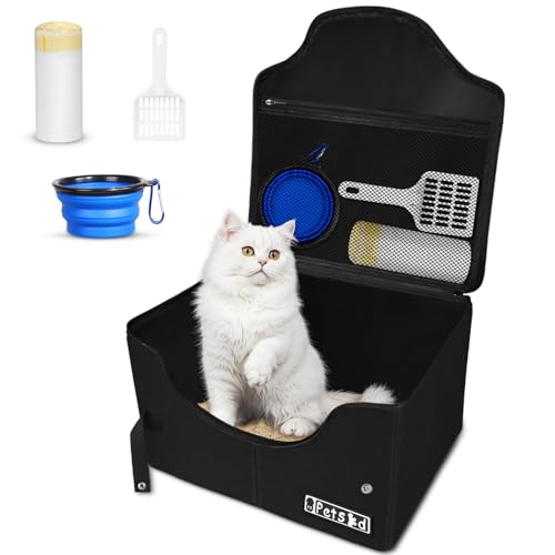 Petskd Tragbare Katzentoilette mit Deckel, Schwarz von Petskd