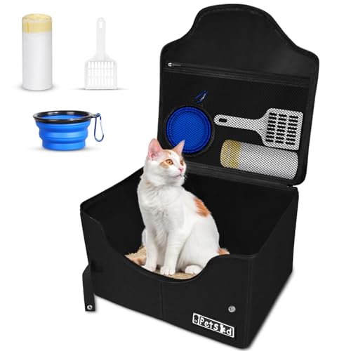 Petskd Tragbare Katzentoilette mit Deckel für kleine Katzen, Schwarz von Petskd