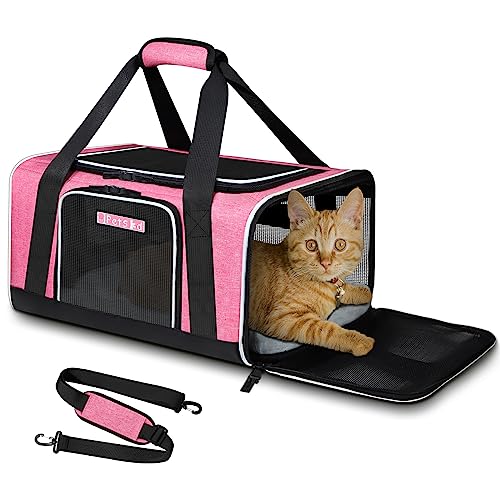 Petskd Transporttasche für Haustiere, 43.2x30.5x21.6 cm, weiche Hundetragetasche für 0.5–5.9 kg Haustiere, Hunde- und Katzentrage mit Sicherheitsverschluss (Rosa) von Petskd