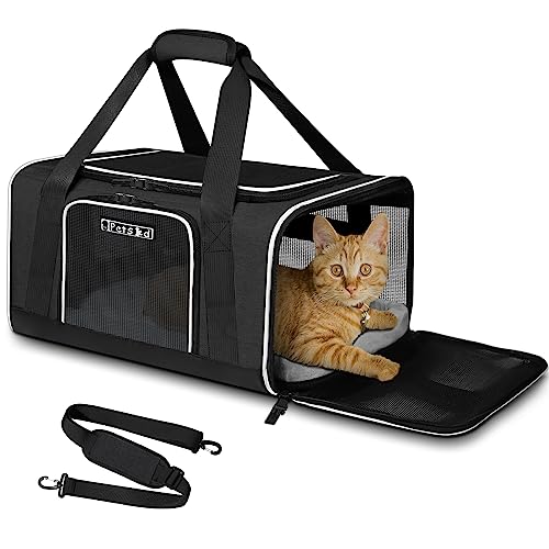 Petskd Transporttasche für Haustiere, 43x33x24 cm, weiche Hundetragetasche für 0.5–6.8 kg Haustiere, Hunde- und Katzentrage mit Sicherheitsverschluss-Reißverschluss (schwarz) von Petskd