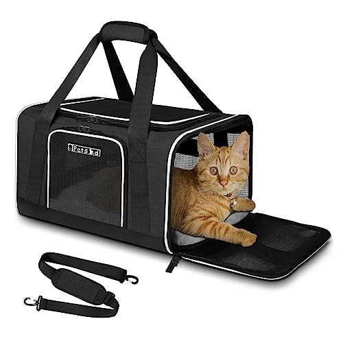 Petskd Transporttasche für Haustiere, Fluggesellschaften zugelassen, Haustier-Reisetasche, kleine mittelgroße Katzen und Hunde, 5-seitiges, atmungsaktives Netzgewebe von Petskd