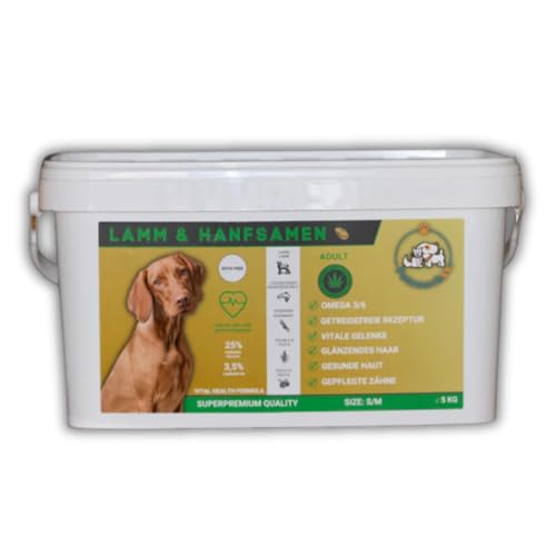 Petsnackss - Superpremium Trockenfutter - Lamm & Hanfsamen - Getreidefrei - Hoher Fleischanteil (5 kg) von Petsnackss