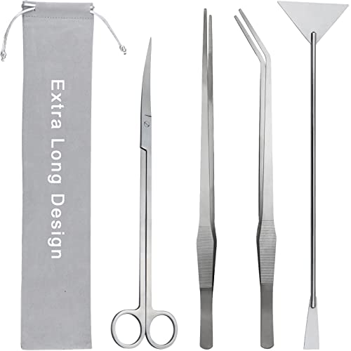 Aquarium-Werkzeug-Set, lang, 38,1 cm, Edelstahl, Wasserpflanzen, 4 in 1, Anti-Rost-Aquascaping-Pinzette, Schere, Spatel, Schaber, Werkzeug-Set für Aquarien, Reinigung von Pflanzen, Trimmschere Aquarium-Werkzeug-Set, lang, 38,1 cm, Edelstahl, Wasserpflanzen, 4 in 1, Anti-Rost-Aquascaping-Pinzette, Schere, Spatel, Schaber, Werkzeug-Set für Aquarien, Reinigung von Pflanzen, Trimmschere von Petsocie