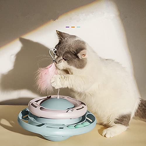 Petsoigné Tumbler Katzenspielzeug Intelligenzspielzeug für Katzen Mit Ball und Feder (Blau) von Petsoigné