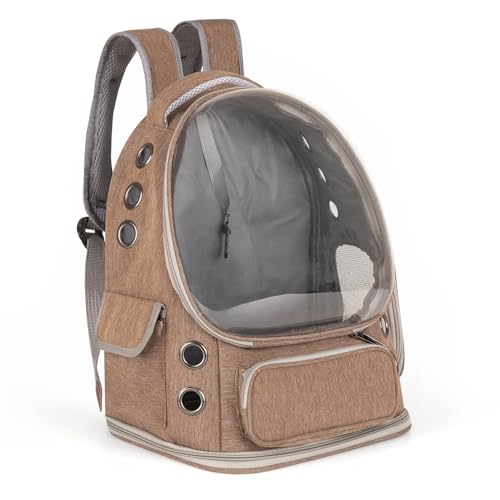 Petsona Haustier Rucksäcke Tragetasche Katzenrucksack Hunderucksack Für Reisen, Braun von Petsona