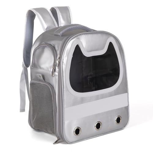 Petsona Haustier Rucksäcke Tragetasche Katzenrucksack Hunderucksack Für Reisen, Grau von Petsona