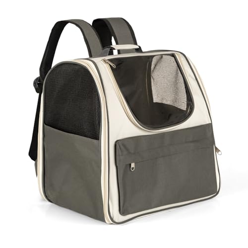 Petsona Haustier Rucksäcke Tragetasche Katzenrucksack Hunderucksack Leicht Handlich, Grau von Petsona