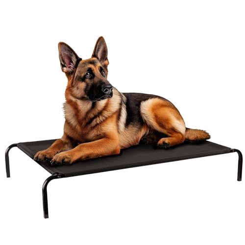 Petsona Hund Und Katzenbett - Erhöht, Kausicher Und Langlebig - Erhöhtes Hundebett Für Große Hunde - Bequeme Haustier-Hängematte Für Ultimative Entspannung, Schwarz Petsona Hund Und Katzenbett - Erhöht, Kausicher Und Langlebig - Erhöhtes Hundebett Für Große Hunde - Bequeme Haustier-Hängematte Für Ultimative Entspannung, Schwarz von Petsona