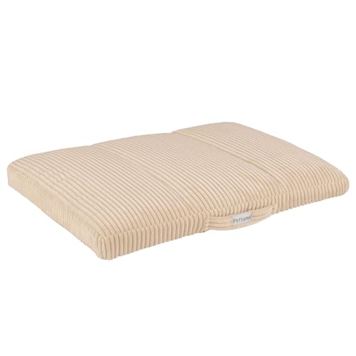 Petsona Hundebett Hundekissen Rippenstrickstoff rutschfeste Unterseite Weichschaum, Beige,L von Petsona