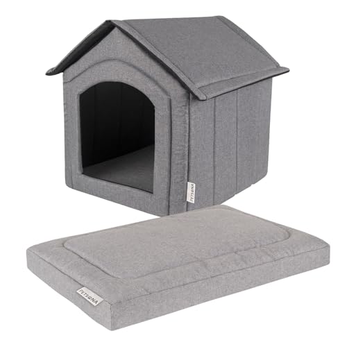 Petsona Hundehütte Mit Hundebett rutschfeste Unterseite Waschbarer Bezug, Grau,56X60x61 cm + 50x70x8 cm Petsona Hundehütte Mit Hundebett rutschfeste Unterseite Waschbarer Bezug, Grau,56X60x61 cm + 50x70x8 cm von Petsona
