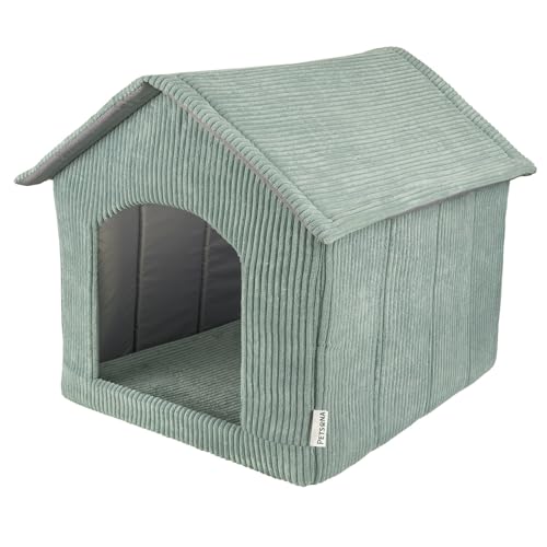 Petsona Hundehütte Rippenstrickstoff Waschbarer Bezug Reißverschlussdach, Grün,XXL von Petsona