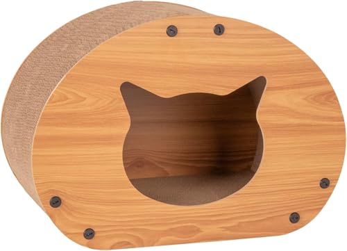 Petsona Kratzbrett Für Katzen Natürlicher Katzenkratzer Spielplatz Kratzpappe & Kratzteppich Für Katze Katzenspielzeug Selbstbeschäftigung, Natürlich von Petsona