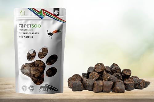 Petsoo Premium Straussensnack mit Karotte - Snack für Hunde aus Strauß (200g) von Petsoo