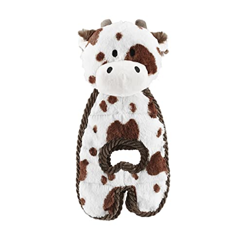 Petstages Cuddle Tugs - Quietsch-Plüschspielzeug für Hunde - Kuh - robust - Weiß - Einheitsgröße von Outward Hound