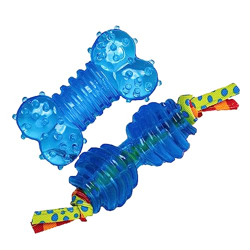 Petstages Mini Orka - Kauspielzeuge für Hunde - Spielzeug in Knochen- & Hantel-Form - Royalblau - 2 Stück von Petstages