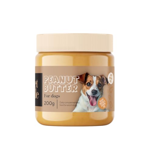 Peanut Butter for Dogs, hochwertige, hundefreundliche Erdnussbutter ohne Xylit, Salz oder Zucker – perfekt für Training, Spielzeugfüllung und -anreicherung, im sicheren Plastikglas von Petstile