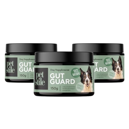 Petstile Gut Guard Verdauungsgesundheit Hunde Probiotika 150g, Probiotisches & Präbiotisches Pulver für eine gesunde Verdauung & Immunsystemstärkung (‎‎150 g (3er Pack)) von Petstile