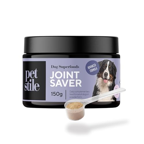 Petstile Joint Saver®: Kollagen, Glucosamin, Teufelskralle, Grünlippmuschel & Hagebutte – unterstützt Gelenke, Hüfte & Mobilität Erwachsener Hunde, wirkt entzündungshemmend (1x 150 g) von Petstile