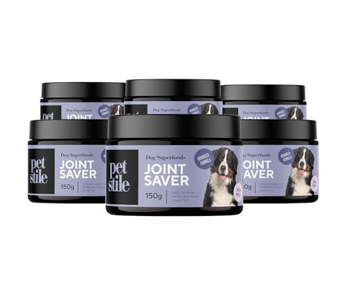 Petstile Joint Saver®: Kollagen, Glucosamin, Teufelskralle, Grünlippmuschel & Hagebutte – unterstützt Gelenke, Hüfte & Mobilität Erwachsener Hunde, wirkt entzündungshemmend (6X 150 g) von Petstile