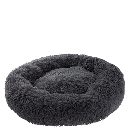 Petstuff Hundekissen Rund Donut, rutschfest, flauschig, waschbar, Farb- u. Größenwahl, dunkelgrau, Ø 100 cm von Petstuff