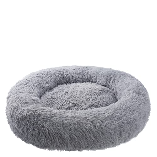 Petstuff Hundekissen Rund Donut, rutschfest, flauschig, waschbar, Farb- u. Größenwahl, hellgrau, Ø 100 cm von Petstuff