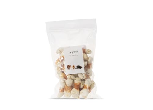 Petstyle Living Geknoteter Kauknochen mit Huhn - Hundesnack - 25 Stück - 6,5-7,5cm von Petstyle Living