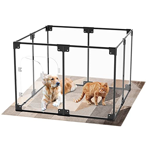 Haustier-Laufstall für Hunde, 101,6 x 101,6 x 71,9 cm, für Hunde, Katzen, Welpen, Katzen, Kätzchen, Laufstall & transparenter Innenbereich (S, Schwarz) von Petswithu