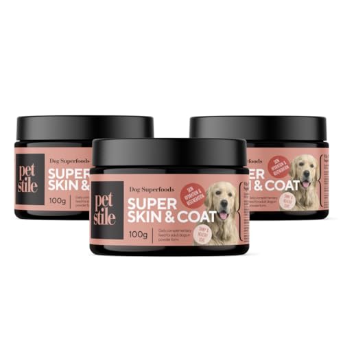 PETSY LABS Super Skin & Coat Omega 3 für Hunde, Für gesunde Haut & glänzendes Fell, Mit Omega-6, Zink, Biotin, Vitamin E, Fischöl, Reduziert Juckreiz & Fellverlust, 100g Pulver PETSY LABS Super Skin & Coat Omega 3 für Hunde, Für gesunde Haut & glänzendes Fell, Mit Omega-6, Zink, Biotin, Vitamin E, Fischöl, Reduziert Juckreiz & Fellverlust, 100g Pulver von Petsy Labs