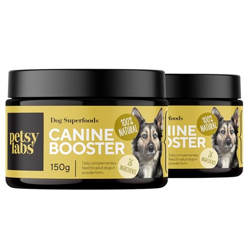 Petsy Labs Canine Booster mit Grünlippmuschel (2 x 150 g), Grünlippmuschelpulver, Nahrungsergänzungsmittel für Hunde, Stärkt das Immunsystem, Beweglichkeit der Gelenke von Petsy Labs