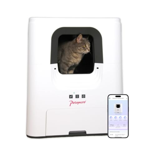 Petsyncro CleanMe WiFi Katzenklo selbstreinigend mit Geruchskontrollsystem, App-Steuerung, Selbstverpackung für große Katzen & Mehrkatzenhaushalte 1,5-15 kg, Fassungsvermögen 70L Volumen Petsyncro CleanMe WiFi Katzenklo selbstreinigend mit Geruchskontrollsystem, App-Steuerung, Selbstverpackung für große Katzen & Mehrkatzenhaushalte 1,5-15 kg, Fassungsvermögen 70L Volumen von Petsyncro
