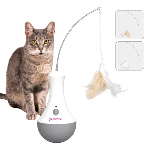 Petsyncro PlayMe Feather interaktives Feder Katzenspielzeug für den Innenbereich, mit 360 ° drehenden Federn, Elektrisch - Batteriebetrieben, Interaktives Katzenspielzeug von Petsyncro