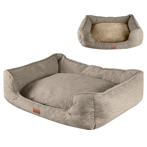 Pettidot Hundebett Katzenbett Kleine Mittelgroße Grosse Hunde Hundekorb Hundesofa Hundebett Waschbar Schlafplätze & Möbel für Hunde Katzen (L, Braun) von Pettidot