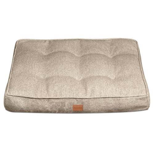 Pettidot Hundekissen Hundematte für Kleine, Mittelgroße und Grosse Hunde 90x76cm, Bezug waschbar, Hundebett, Schlafplätze & Möbel für Hunde Katzen (L, Braun) von Pettidot