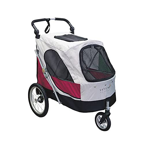 Pettio Aventura-XL Kinderwagen, für Hunde unter 45 kg, Grau-Rot von Pettio