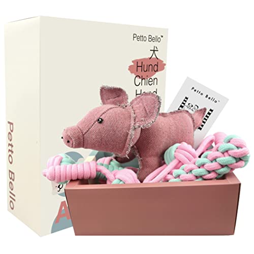 Petto Bello Geschenkbox mit 5-teiligem Set aus Hundespielzeug, Kauspielzeug für Hunde-Zahnpflege und Quietschspielzeug für Welpen/kleine, mittlere sowie große Hunde Petto Bello Geschenkbox mit 5-teiligem Set aus Hundespielzeug, Kauspielzeug für Hunde-Zahnpflege und Quietschspielzeug für Welpen/kleine, mittlere sowie große Hunde von Petto Bello