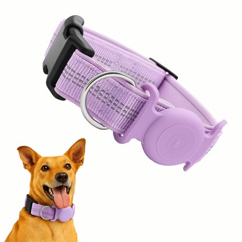 Petty Perry Hundehalsband mit wasserdichtem AirTag-Halter, verstellbares reflektierendes Hundehalsband aus Nylon mit Schnellverschluss-Schnalle, langlebiges Outdoor-Trainingshalsband für kleine von Petty Perry