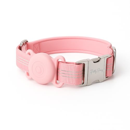 Petty Perry Taktisches Hundehalsband mit AirTag-Halterung und Griff, verstellbares Nylon-Hundehalsband mit Schnellverschluss-Schnalle, reflektierendes, strapazierfähiges Hundehalsband für große von Petty Perry