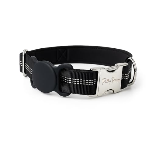 Petty Perry Taktisches Hundehalsband mit AirTag-Halterung und Griff, verstellbares Nylon-Hundehalsband mit Schnellverschluss-Schnalle, reflektierendes, strapazierfähiges Hundehalsband für große von Petty Perry