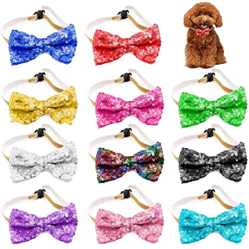 Petunny Bling Dog Bow Ties,5 Pcs Puppies Cats Bowtie Pet Bow Ties Holiday Dog Grooming Bows Christmas Decorations for Pets Accessories (Random Color) von Petunny