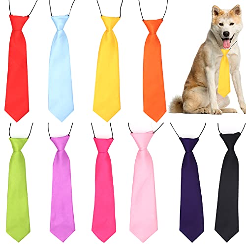 Petunny Hunde-Krawatte, 10 Stück, einfarbig, verstellbar, für große Hunde, Katzen, Fellpflege-Zubehör (10 Stück, zufällige Farbe) von Petunny