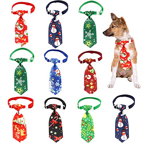 Petunny Weihnachts-Hunde-Krawatte, 10 Stück, Weihnachtsbaum-Haustier-Krawatten mit verstellbarem Hunde-Halsband für kleine und mittelgroße Hunde, Katzen, Geschenke (zufällige Farbe) von Petunny