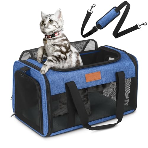 PETUX Haustier-Tragetasche, von Fluggesellschaften zugelassen für kleine Katzen und Hunde, 43,2 x 27,9 x 24,1 cm, tragbare Katzentragetasche, weich mit kratzfestem Netz, oben offen, atmungsaktiv, für von Petux