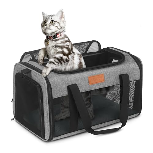 PETUX Katzentragetasche mit weichen Seiten, mit Sicherheitsleine, tragbare TSA-zugelassene Haustier-Tragetasche in Kabine mit Schultergurten, Katzen-Reisetrage für Haustiere bis zu 9 kg, Hundetrage PETUX Katzentragetasche mit weichen Seiten, mit Sicherheitsleine, tragbare TSA-zugelassene Haustier-Tragetasche in Kabine mit Schultergurten, Katzen-Reisetrage für Haustiere bis zu 9 kg, Hundetrage von Petux